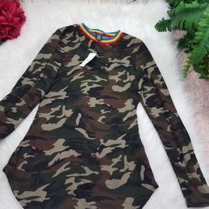 RUE 21 BLOUSE LONG SLEEVE CAMOUFLAGE SIZE SMALL